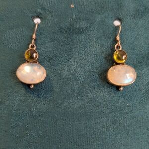 Sterling Silver Moonstone And Peridot Earrings